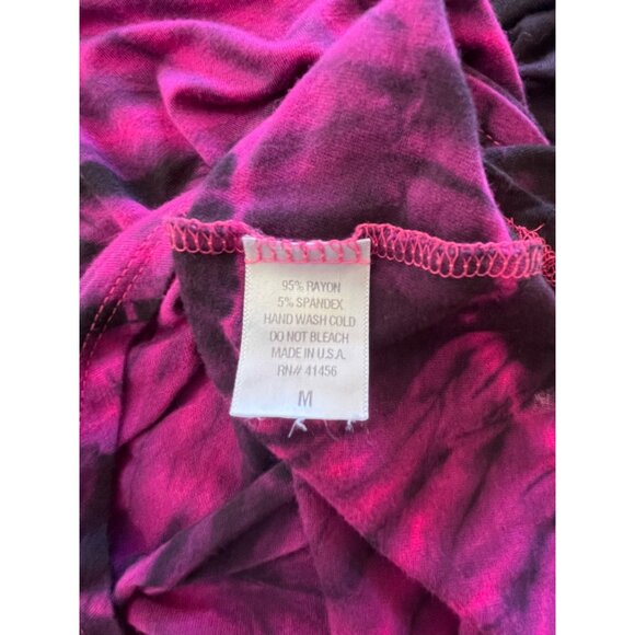 Y2K Artine Cowl Neck Tie Dye Sleeveless Blouse Womens M Pink Black Fitted Stretc - Picture 7 of 7